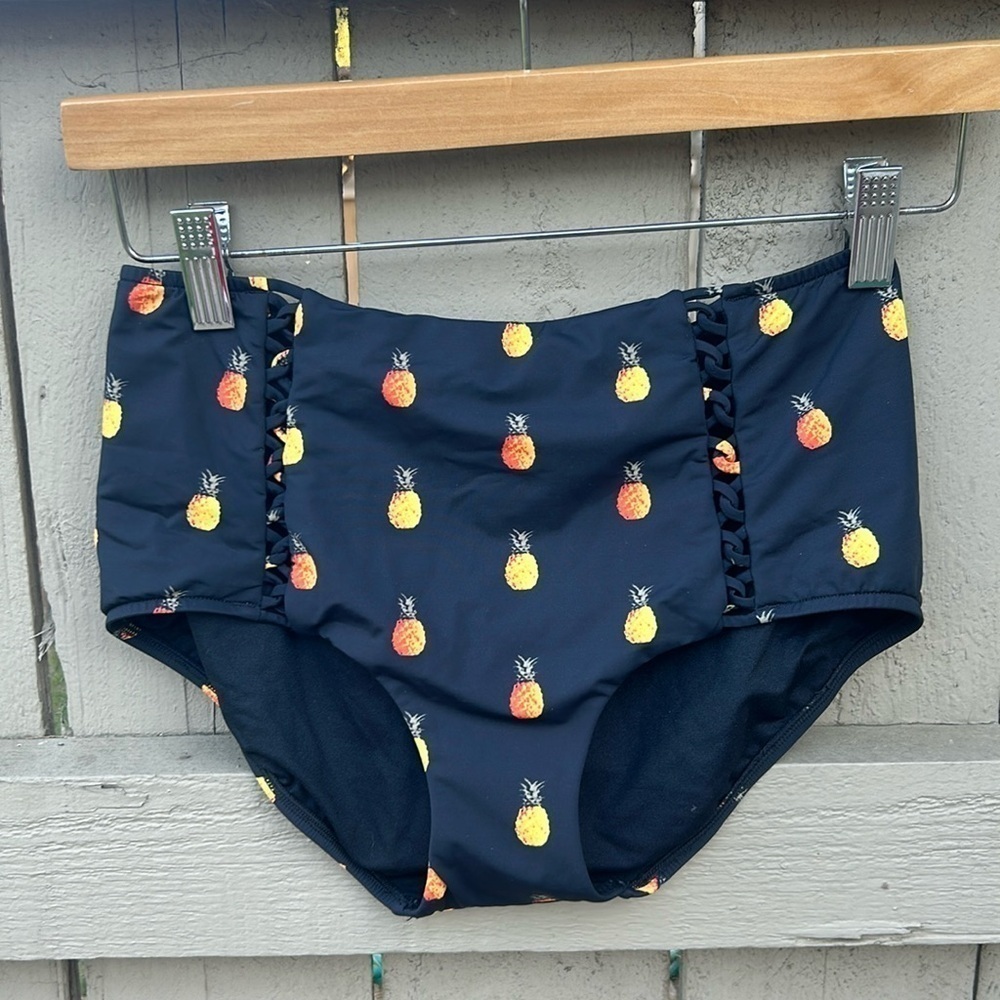 NWT Seafolly Summer Crush Bikini Bottom Brief Hawaiian Tiki Pinup Pineapple US 6